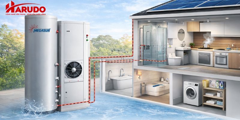 Megasun MGS-5.0-350 cung cấp nước nóng cho cả hộ gia đình