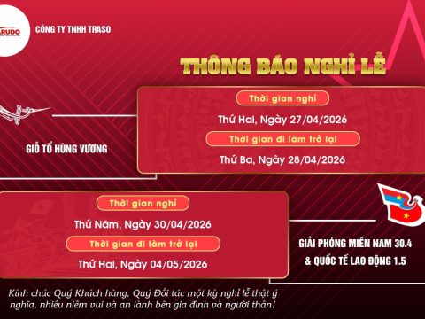 Harudo - Traso thông báo nghỉ lễ Giỗ Tổ Hùng Vương - ngày Giải Phóng Miền Nam 30.4 và Quốc Tế Lao Động 1.5