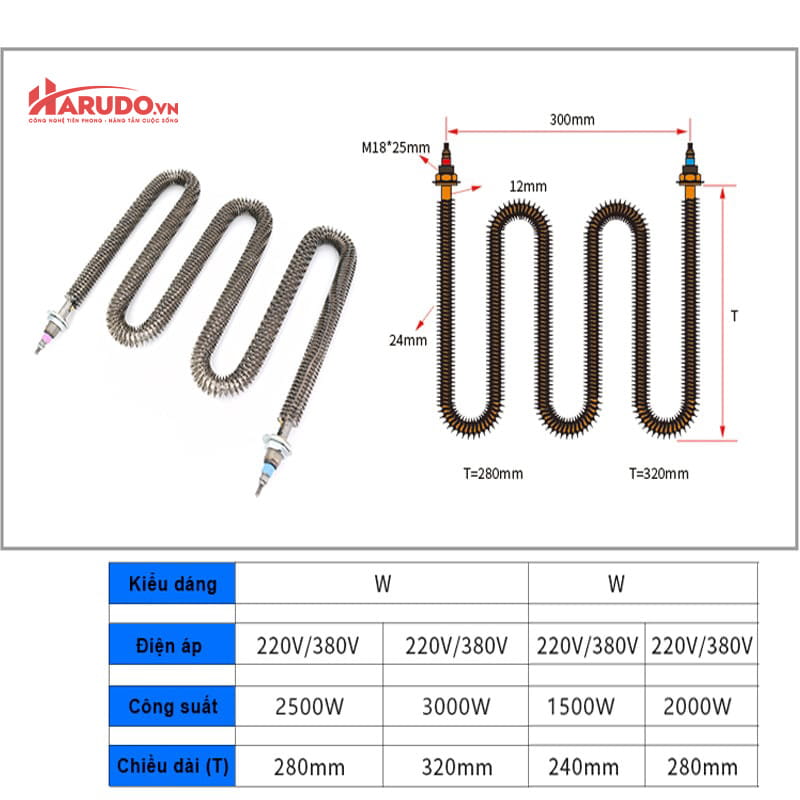 Điện trở chữ U chữ W bằng thép không gỉ sét