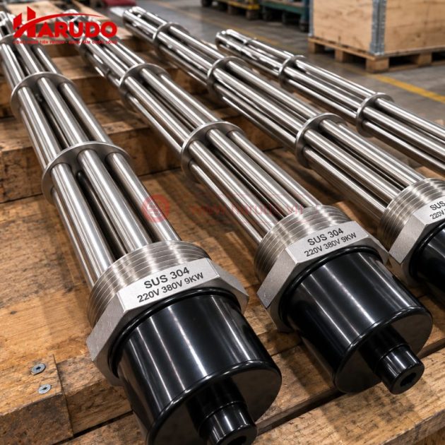 Cơ chế dẫn truyền nhiệt lượng của thanh đốt nhiệt Harudo HRD-9KW-220V/380V-INOX304-R49-L525mm